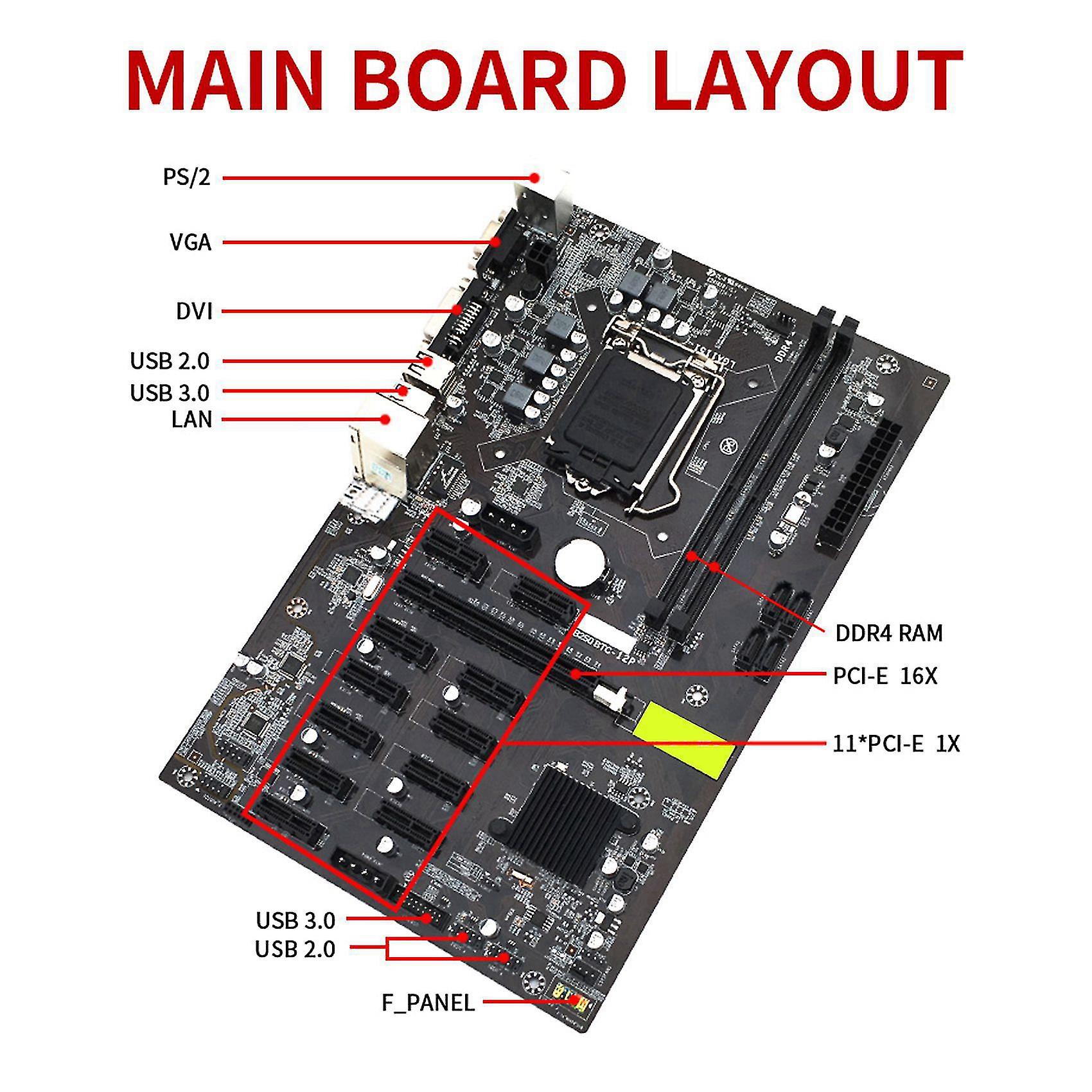 B Mining Motherboard 12X Graphics Card Slot LGA Palestine | Ubuy