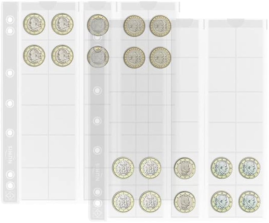 NUMIS Coin Sheets Assorted - 5 Different Pages - Century Stamps and Coins