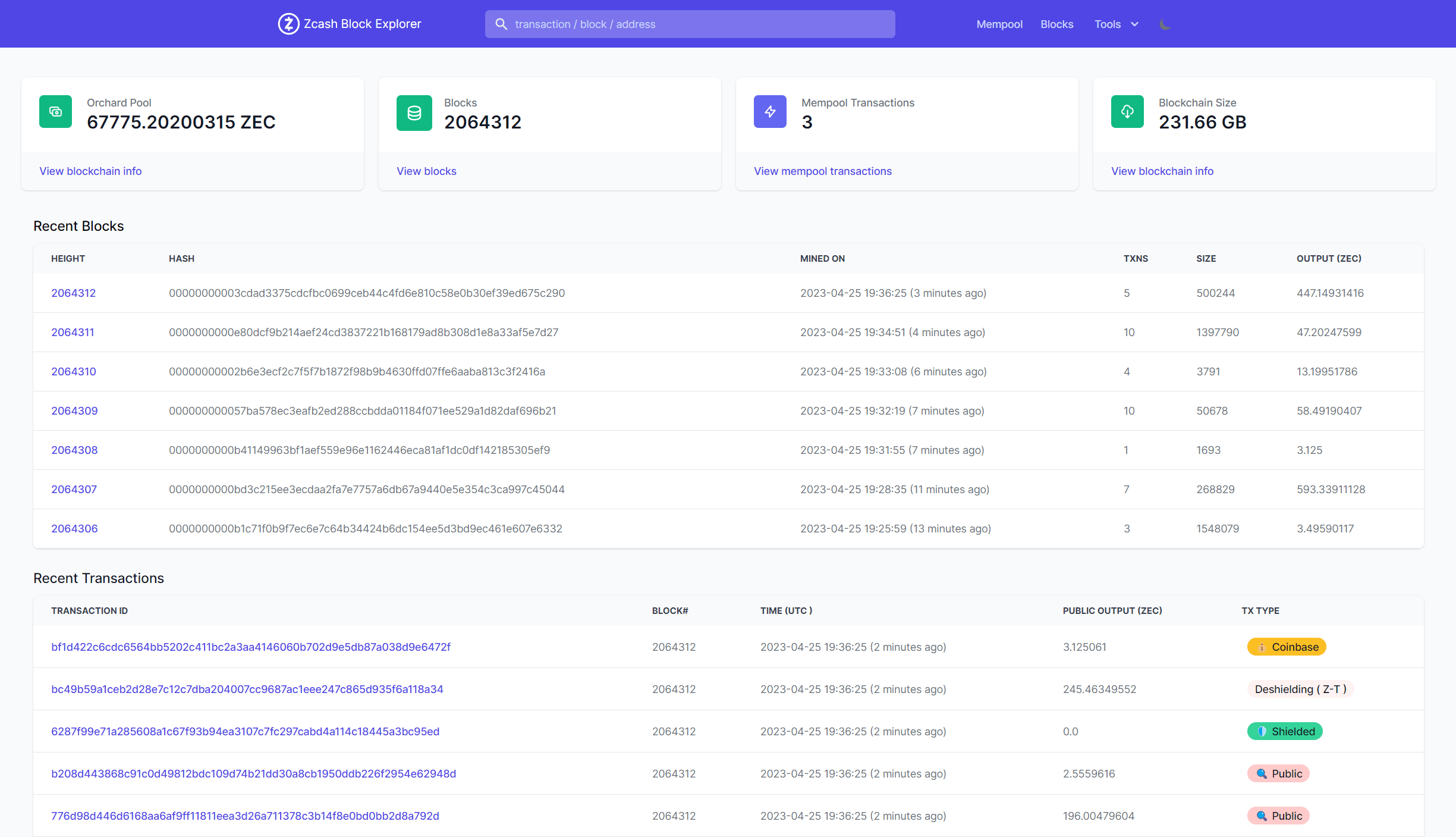 Mining Pool Stats