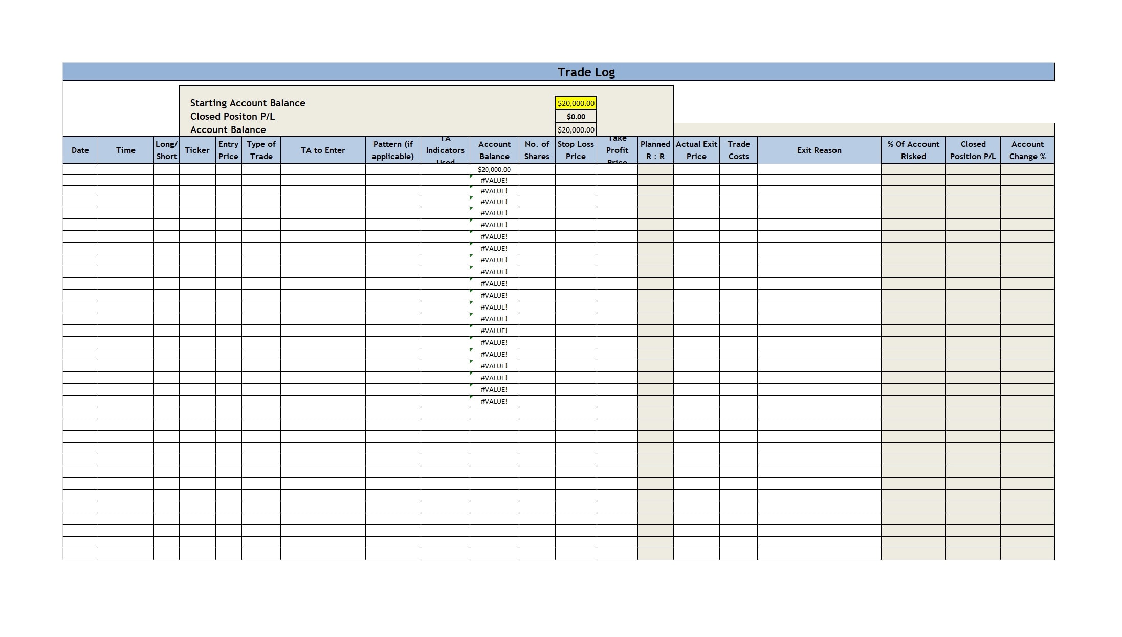 Trading Journal (Stock, Forex, Futures and Options)