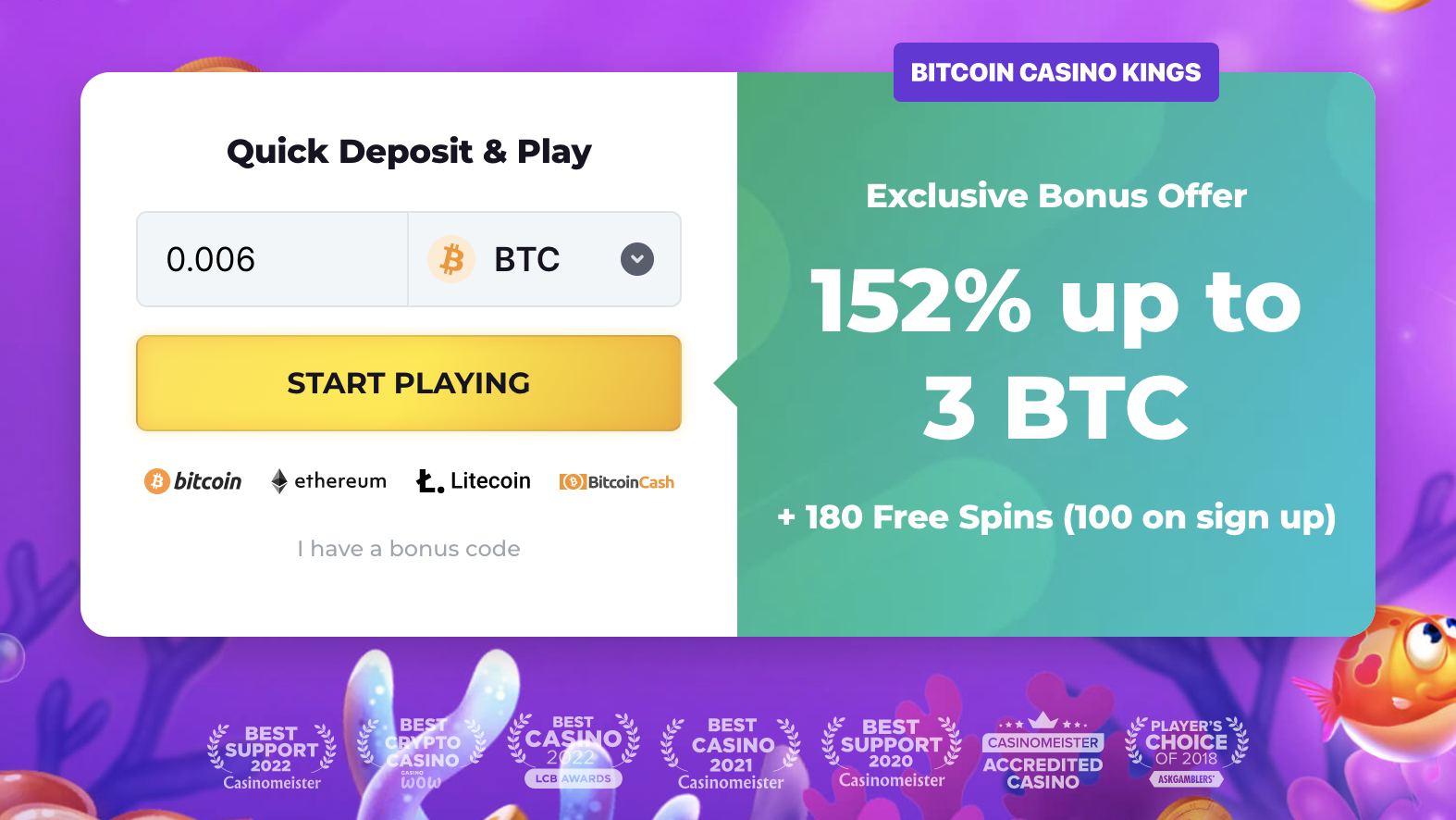 Get 20 Free Spins Bonus at BitStarz Casino