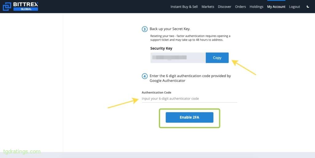 How to Enable Two Factor Authentication on the Bittrex Exchange?