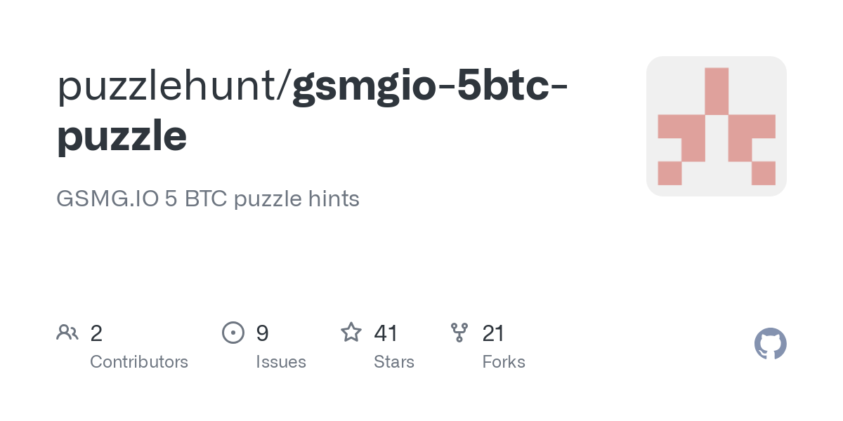 GitHub - puzzlehunt/gsmgio-5btc-puzzle: cryptolive.fun 5 BTC puzzle hints