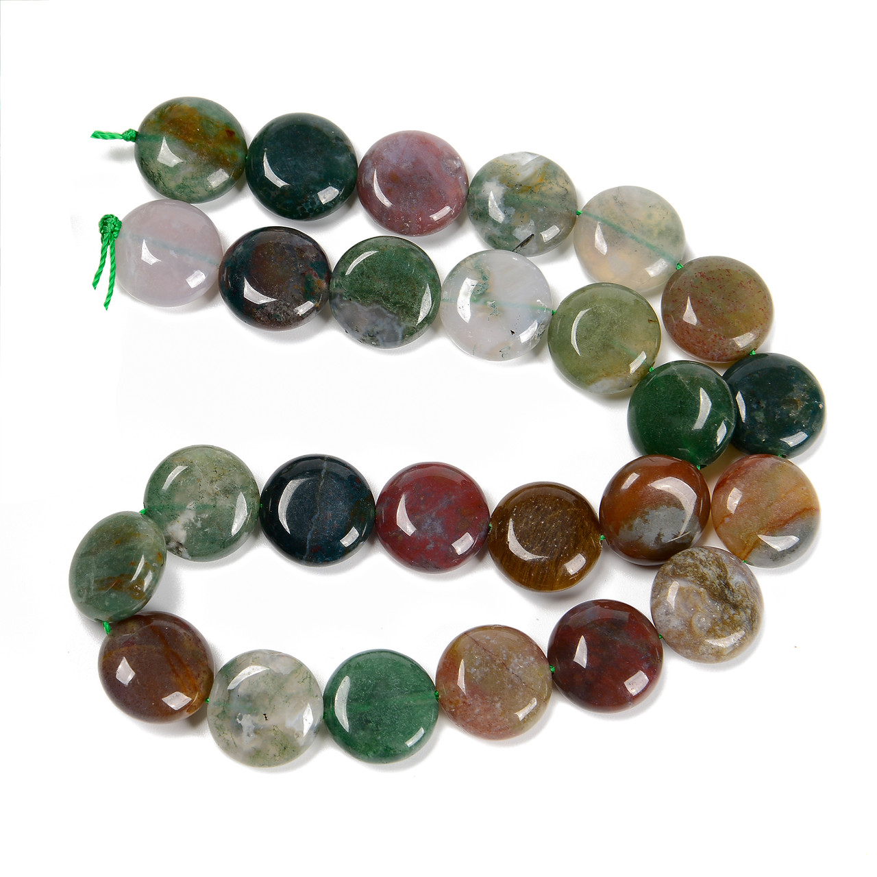 Green Moss Agate · Faceted · Coin · 10mm | Bead | Tejas Beads