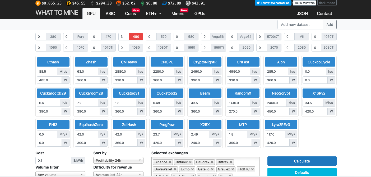 Mining with NVIDIA GeForce GPU - BetterHash Calculator