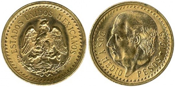 Coin Value: Mexico 2 1/2, 5, and 10 Peso Gold to 