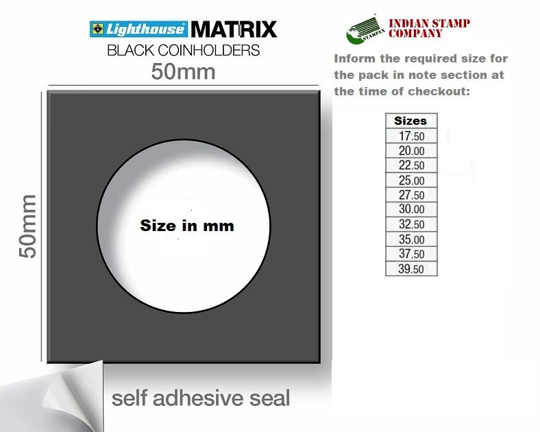 pack of Lighthouse Matrix Self-Adhesive 2x2 Coin Holders 20mm Cent / Dime