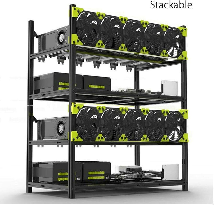 Mining rig Frames with 4/8 High Airflow Fans, Max 8 GPUs Mining Rig Case for ETH - Helia Beer Co