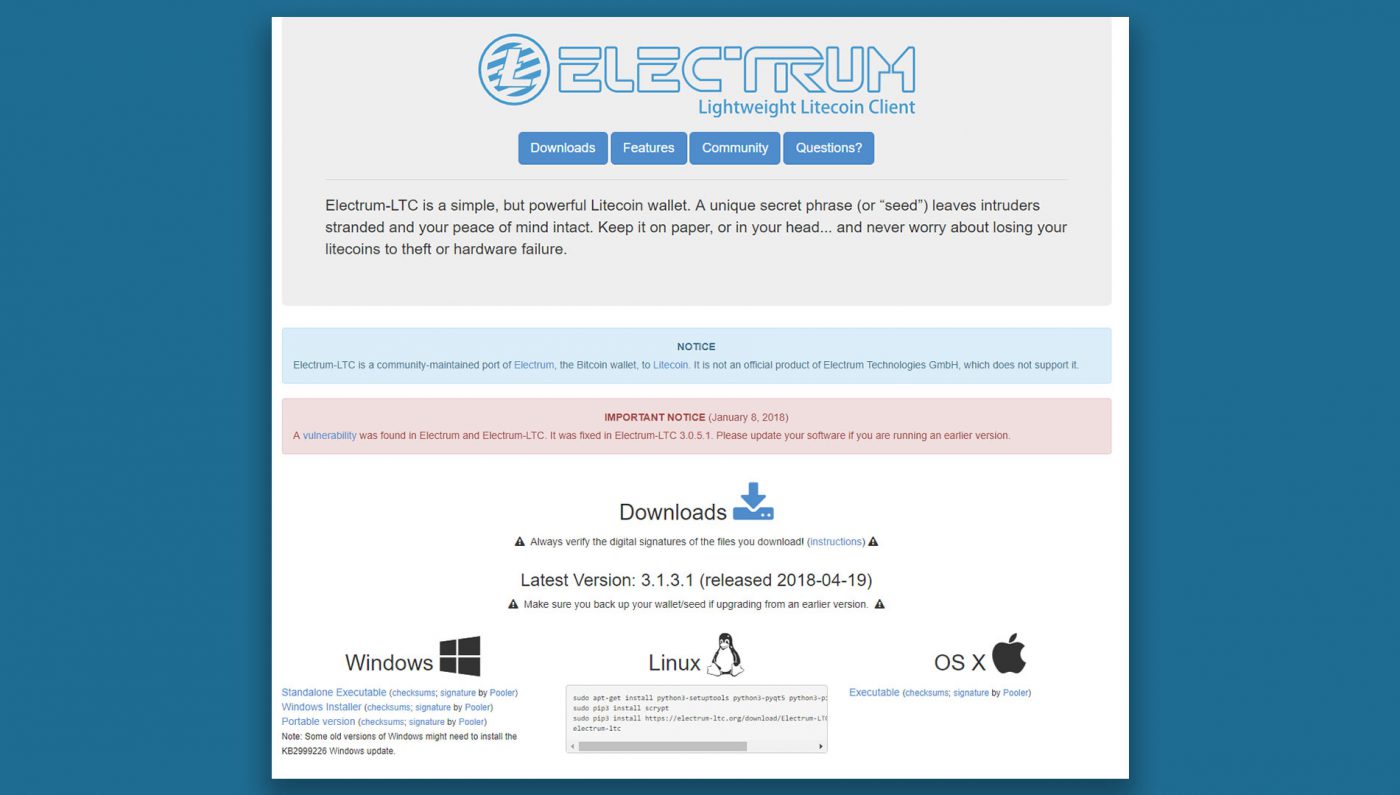 Litecoin - LTC - Electrum Wallet with pgp check · GitHub