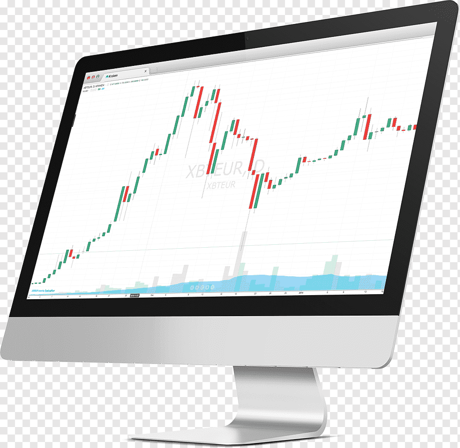 Stock trader working on laptop with charts PNG, SVG