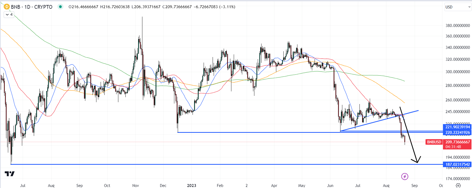 BNB Price Chart - Binance Coin Price Live Charts