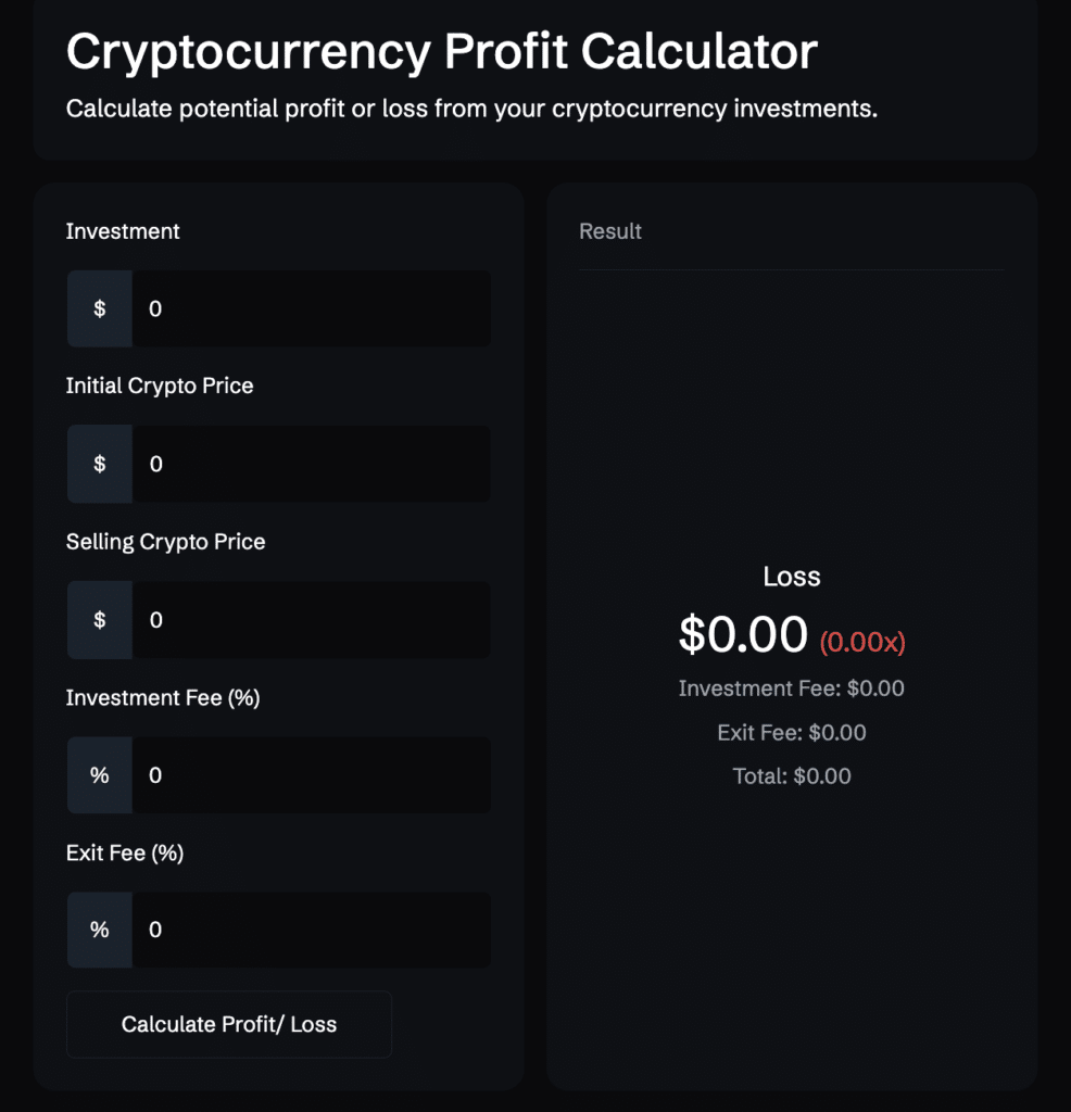 Crypto Profit Calculator - Investment Calculator / P&L estimator