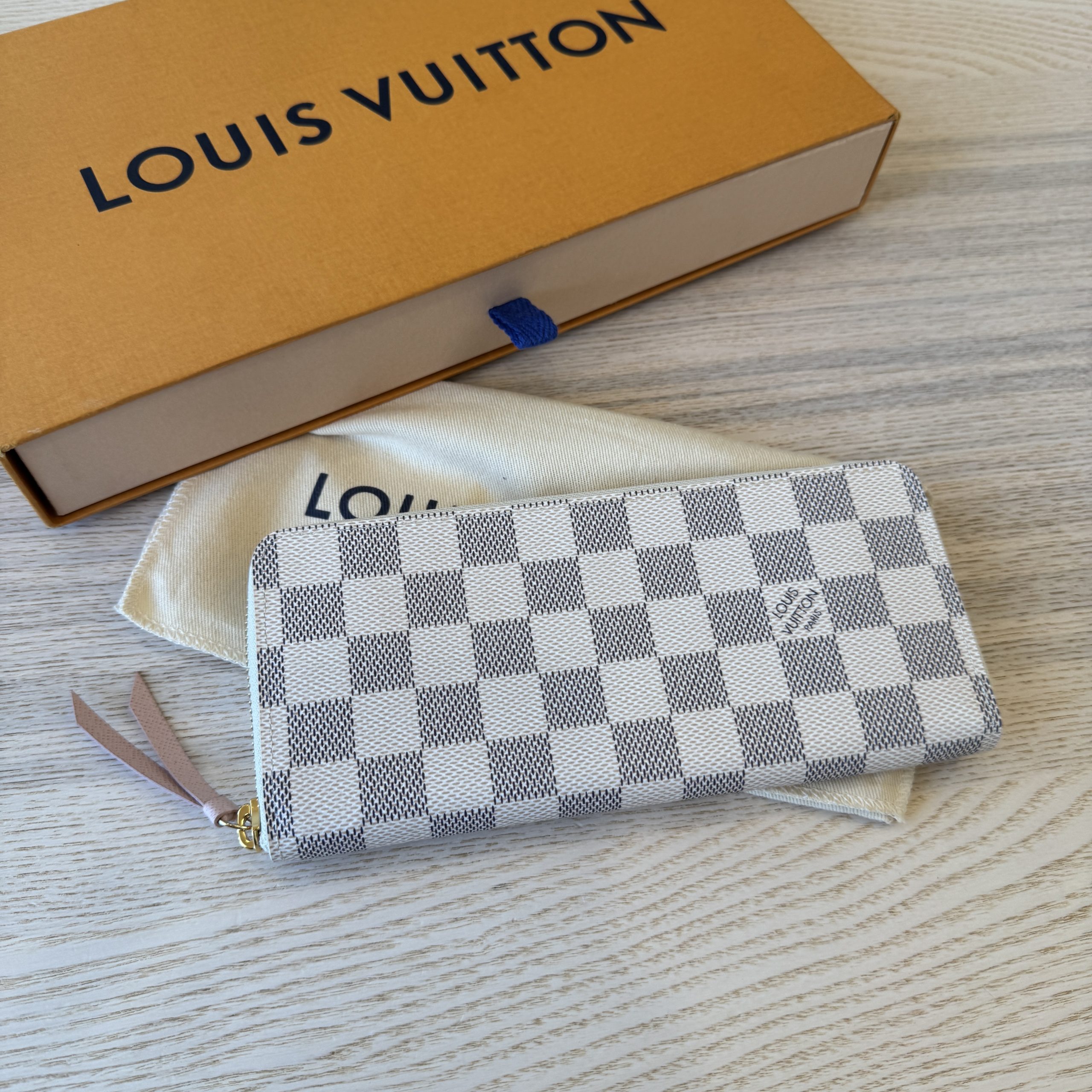 Louis Vuitton Clemence Wallet Damier Azur NEW Rose Ballerine - BougieHabit