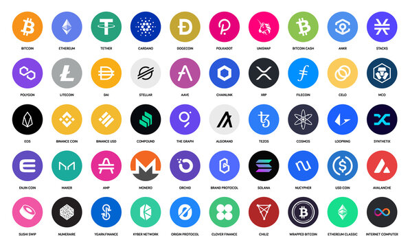 Cryptocurrency logos and Icons in svg and webfont