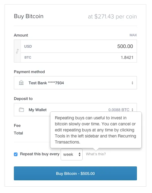 Does Coinbase recurring purchases charge you a fee each time? - Blind