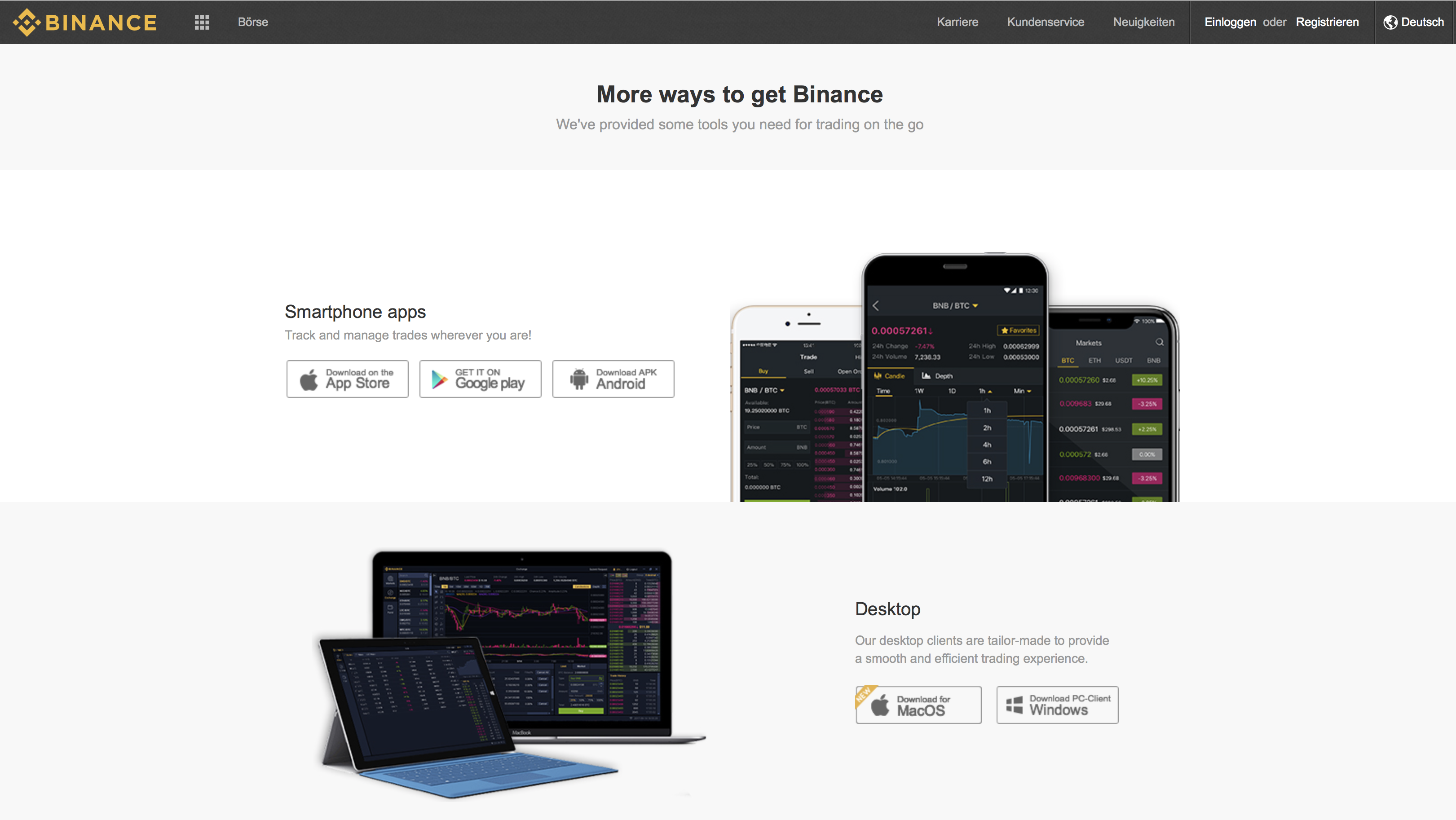 Free official version of Binance for Windows