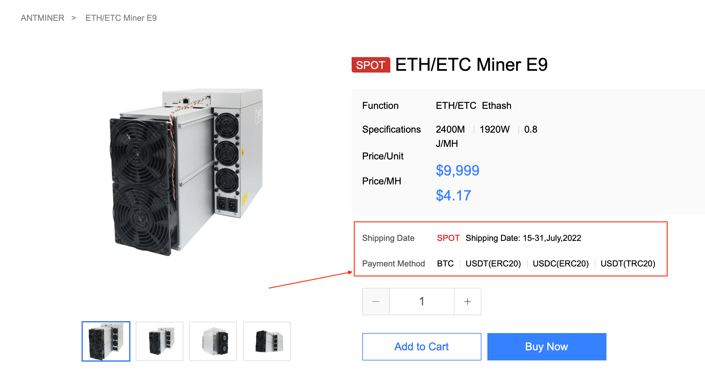 Bitmain Antminer E9 (3Gh)