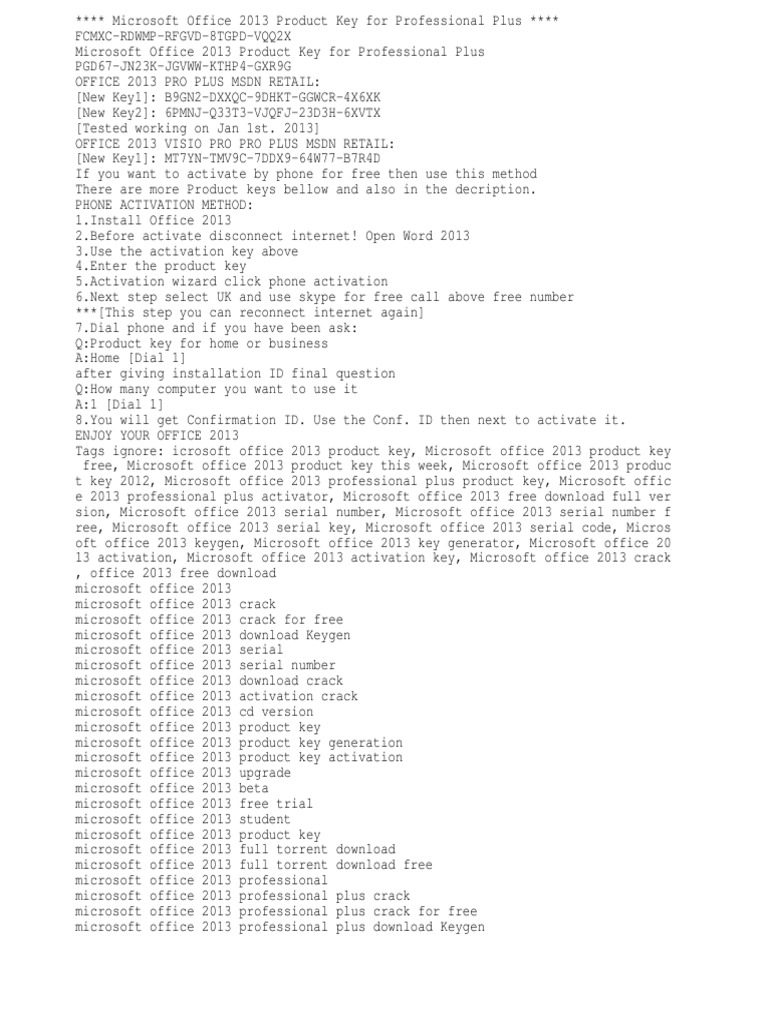Free & Valid Microsoft Office Product Key in 