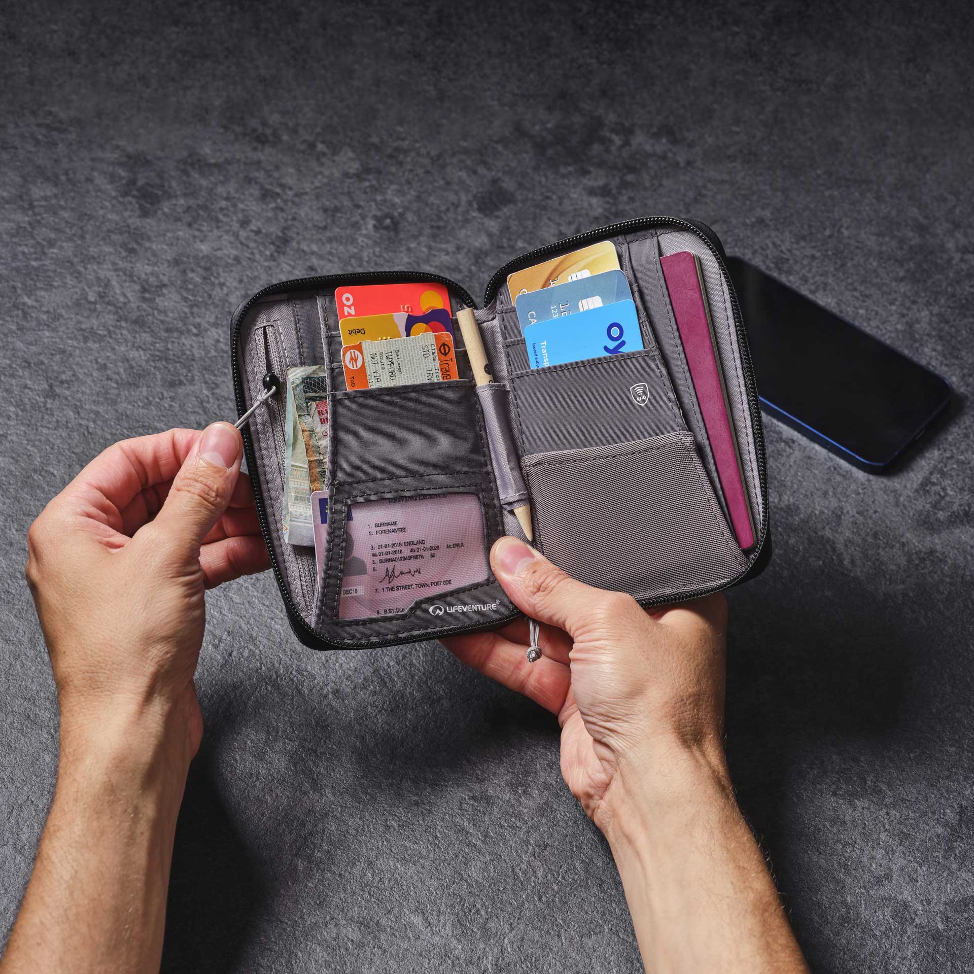 Lifeventure RFiD Blocking Tough Mini Travel Wallet