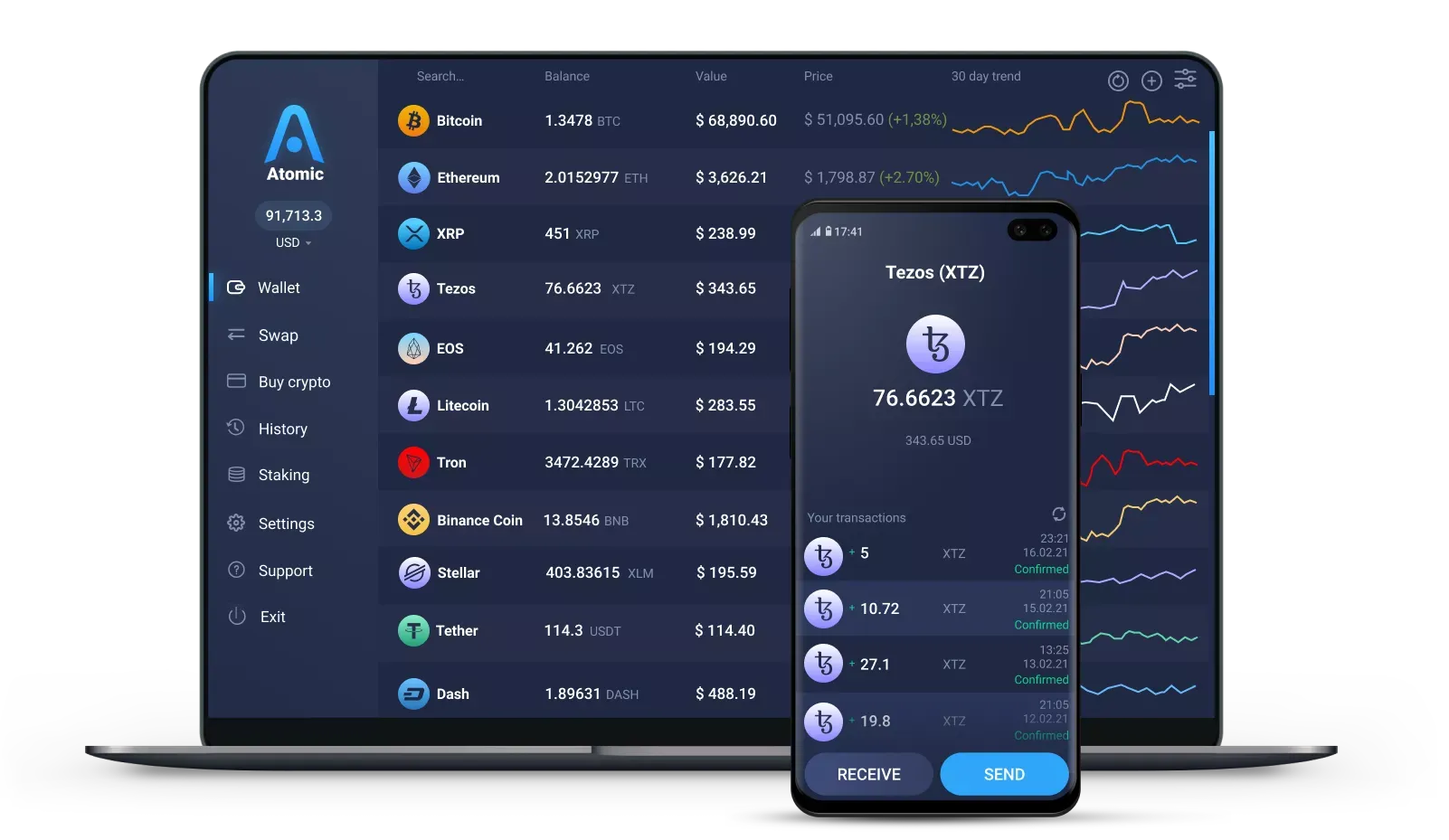 Tezos and Cosmos Staking in Atomic Wallet