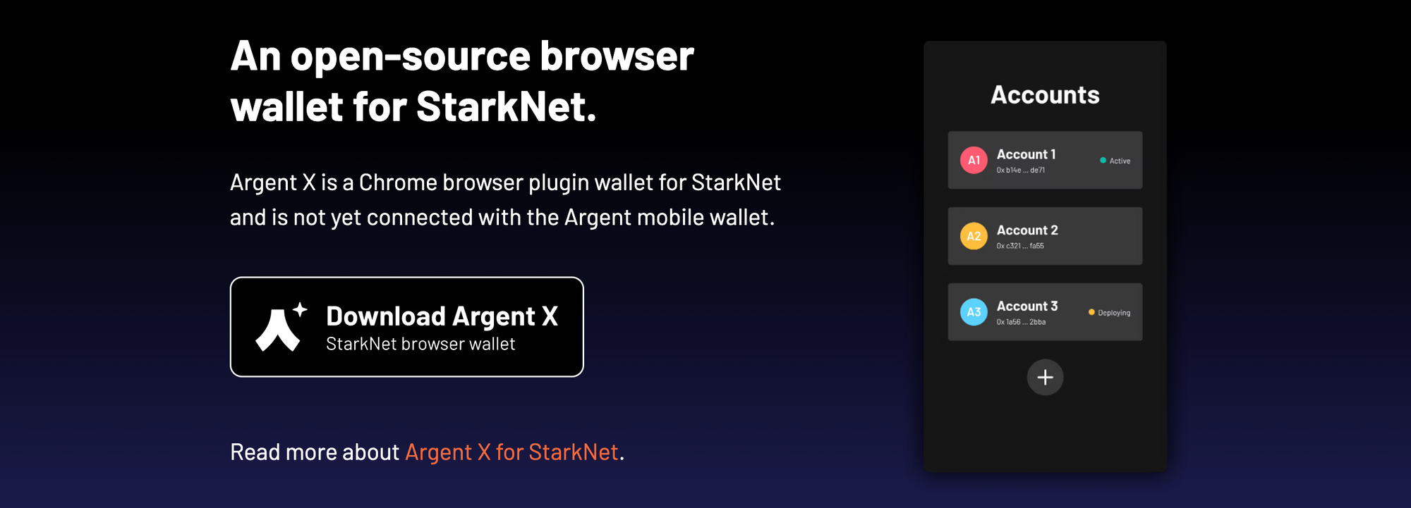 Argent X Wallet - StarkNet browser extension wallet Status