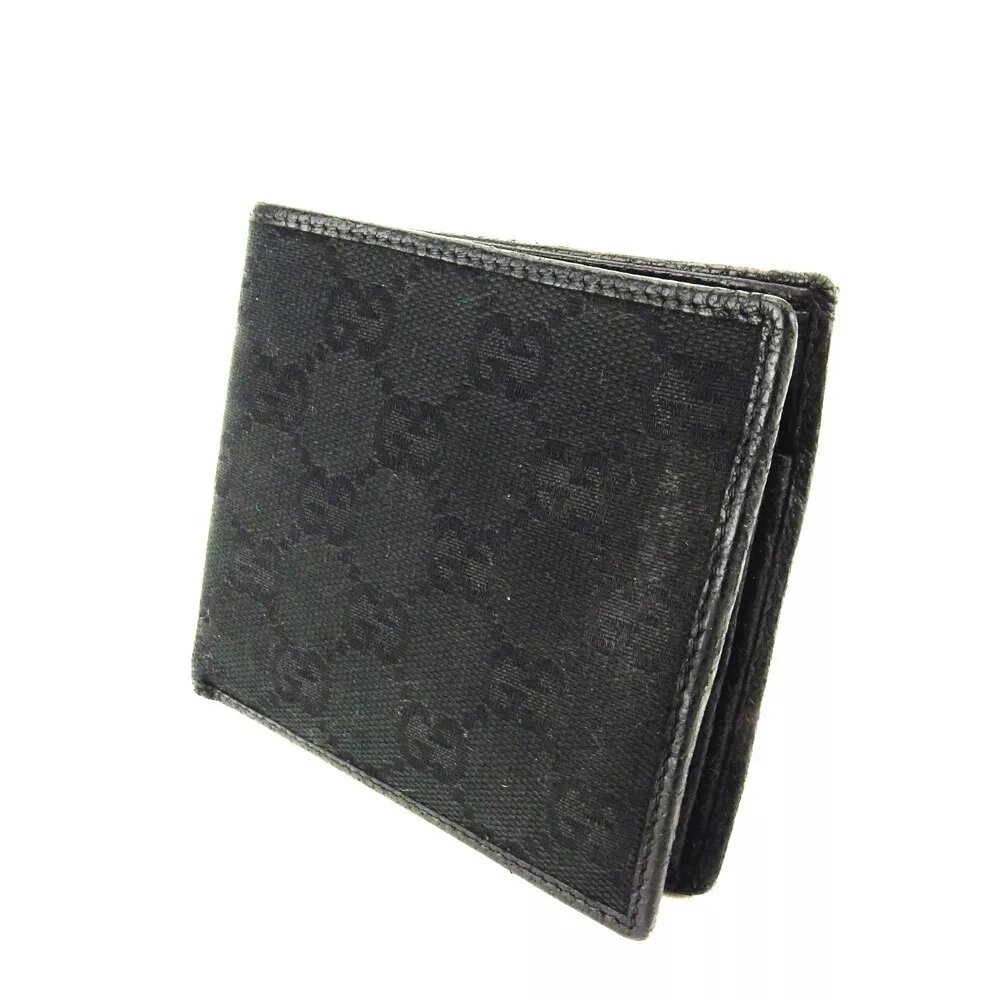 GUCCI Men's Interlock GG Logo Leather Bifold Wallet With ID Slot Black – LussoCitta