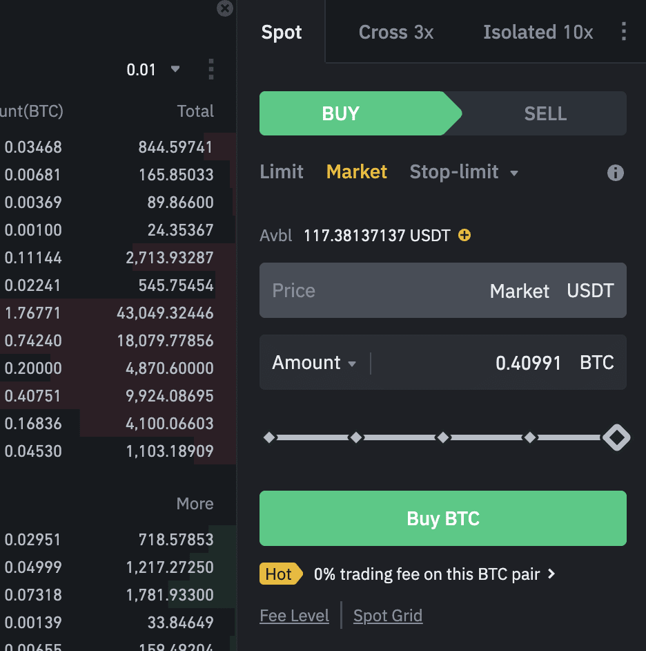 {binance} Spot Trading: Limit Orders