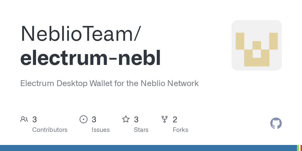 GitHub - NeblioTeam/electrum-nebl: Electrum Desktop Wallet for the Neblio Network