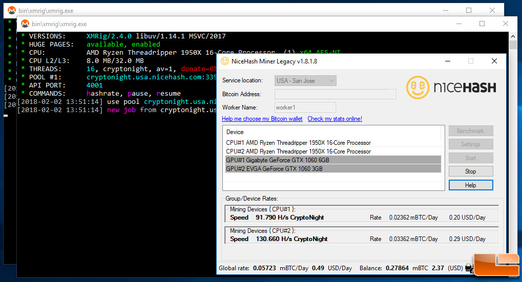 Mining On The AMD Ryzen Threadripper X Processor With Nicehash - Legit Reviews