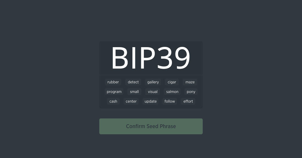 BIP39 (Mnemonic Phrase) - Bitcoin Seed Passphrase - BitcoinWiki