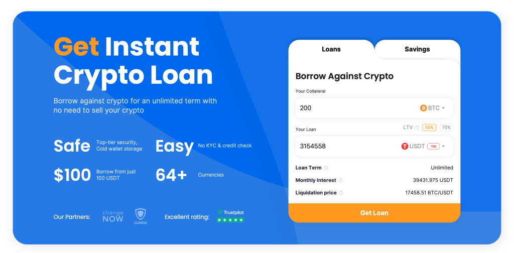 Get Crypto Loan - Borrow against Bitcoin, ethereum and others