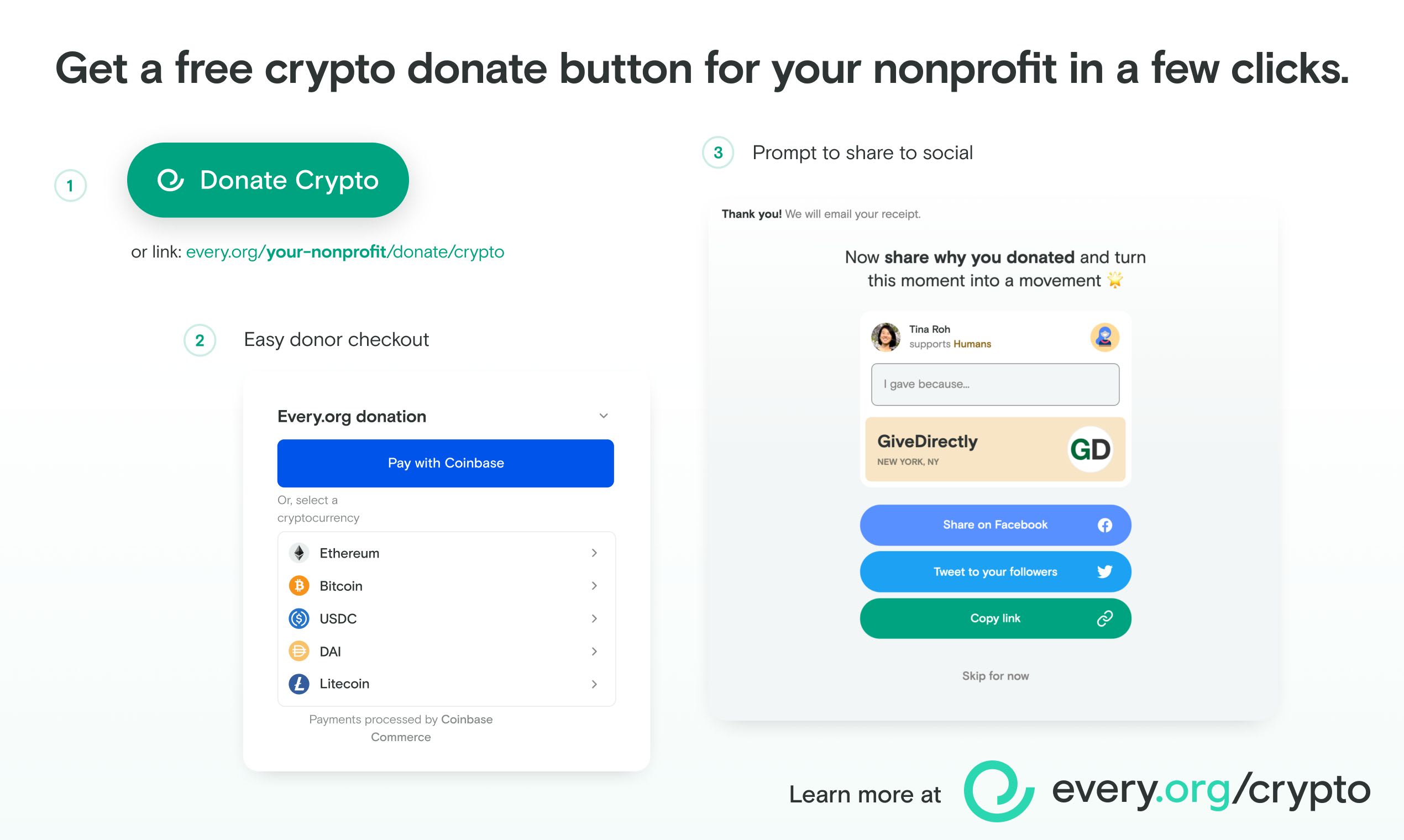 Accept crypto donations with FreeWill