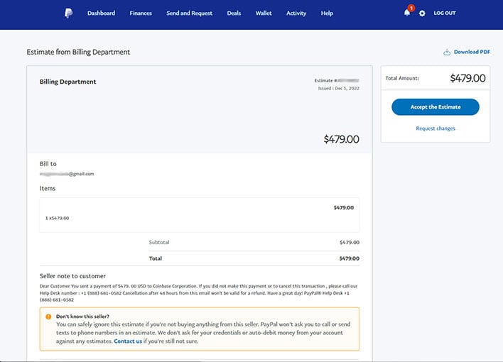 PayPal Phishing Scam Uses Invoices Sent Via PayPal – Krebs on Security