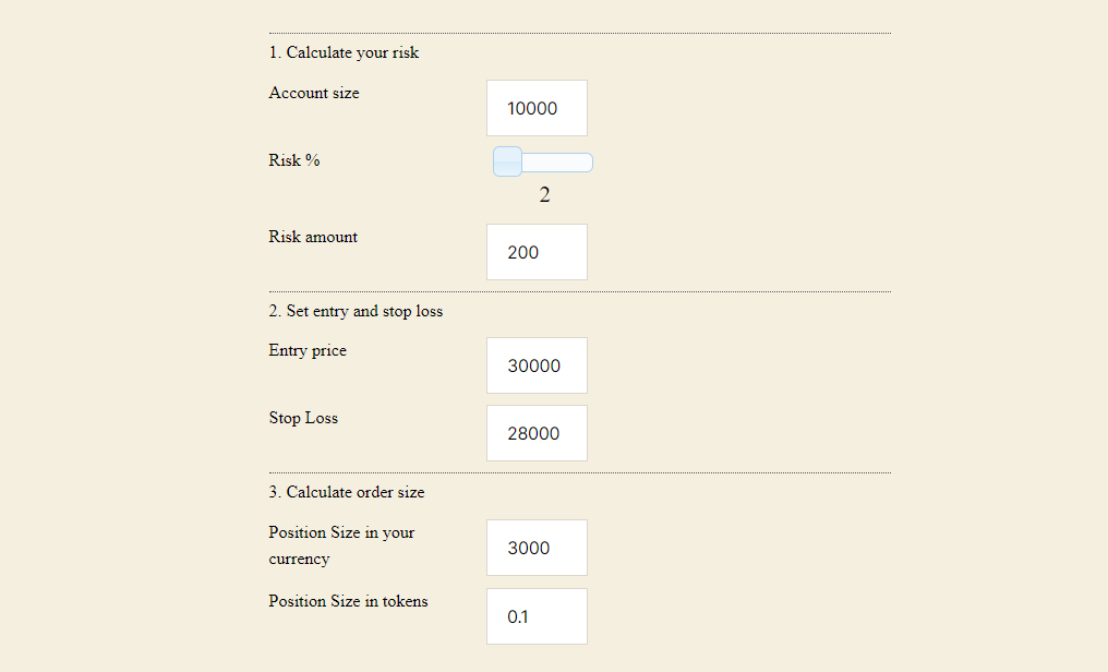 Stop Loss Calculator