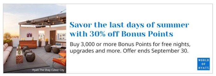 20% discount on the purchase of World of Hyatt points | Milesopedia.