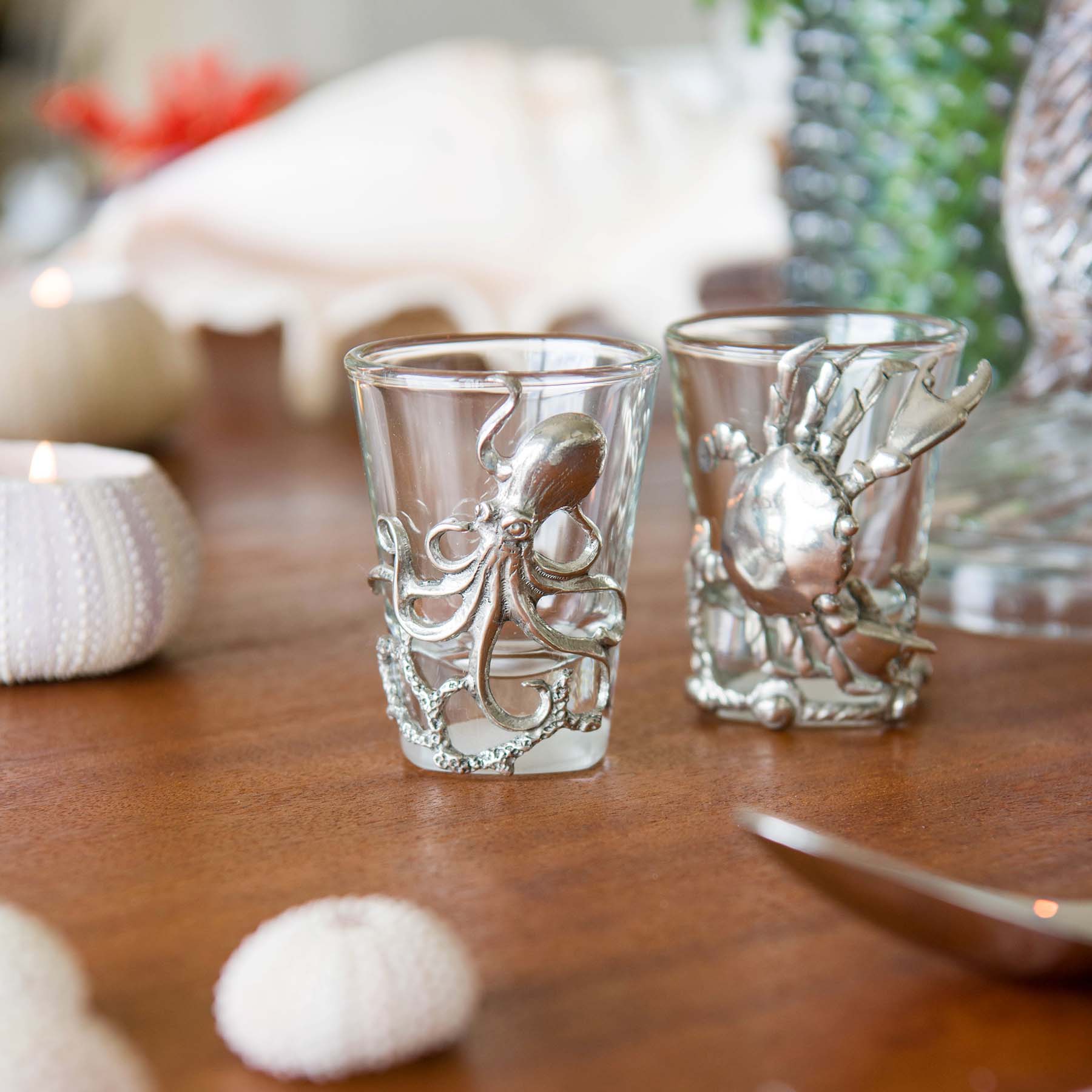 Silver-Plated Shot Glasses, Set of 2 Jardin d'Eden