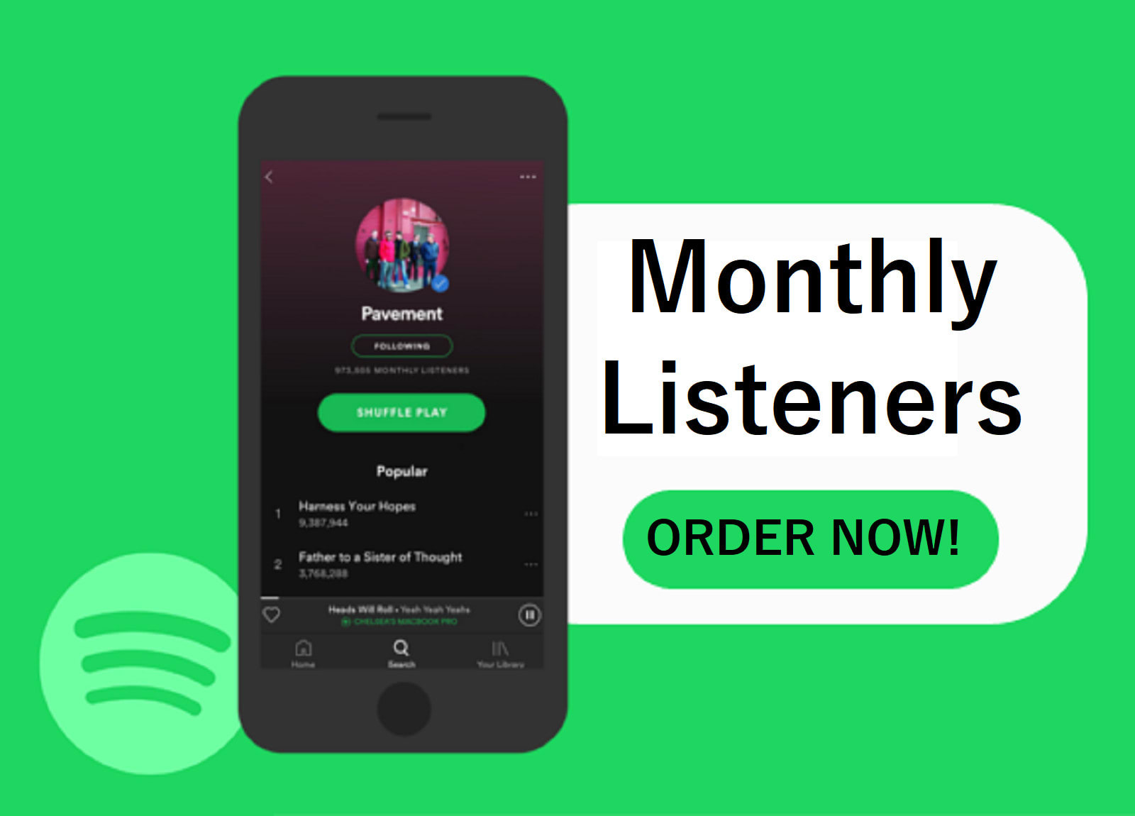 Buy Spotify Followers, plays, monthly listeners and more.