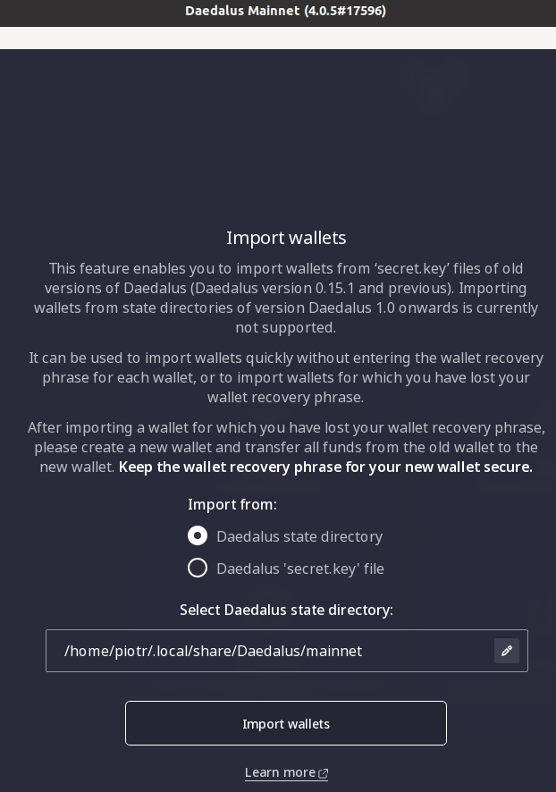 Daedalus restore wallet - Community Technical Support - Cardano Forum