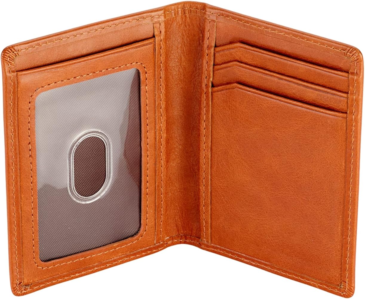 Mens Slim Front Pocket Wallet ID Window Card Case With RFID Blocking - Coffee | SHEIN