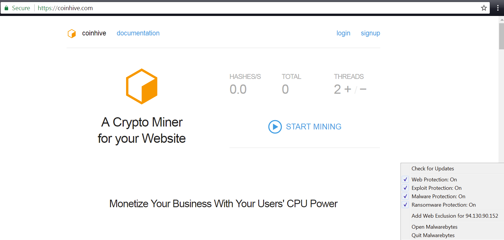 EITest Tech Support Scams Spread Coinhive Monero Miner