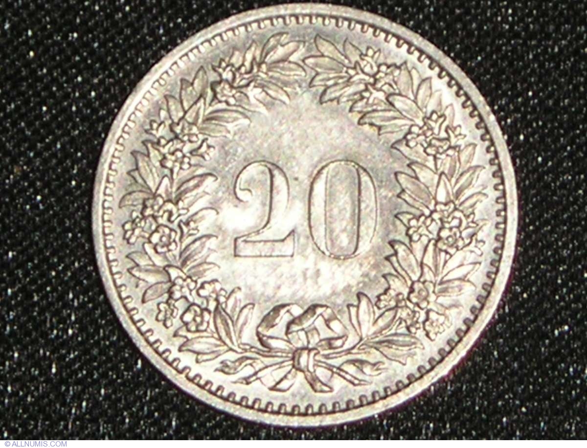 20 Rappen (Libertas; copper-nickel) - Switzerland (date) – Numista