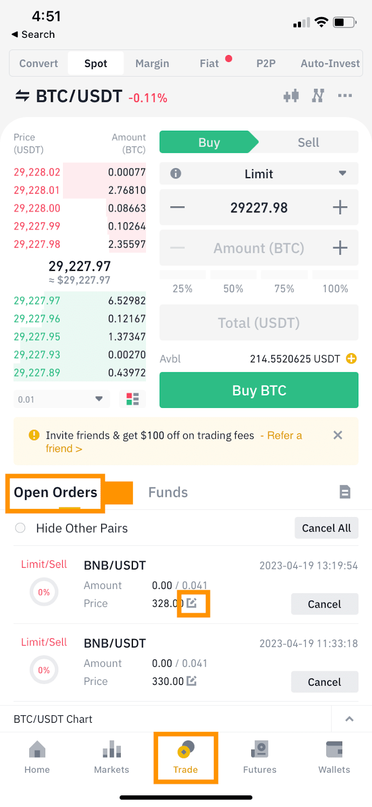 Binance types of orders