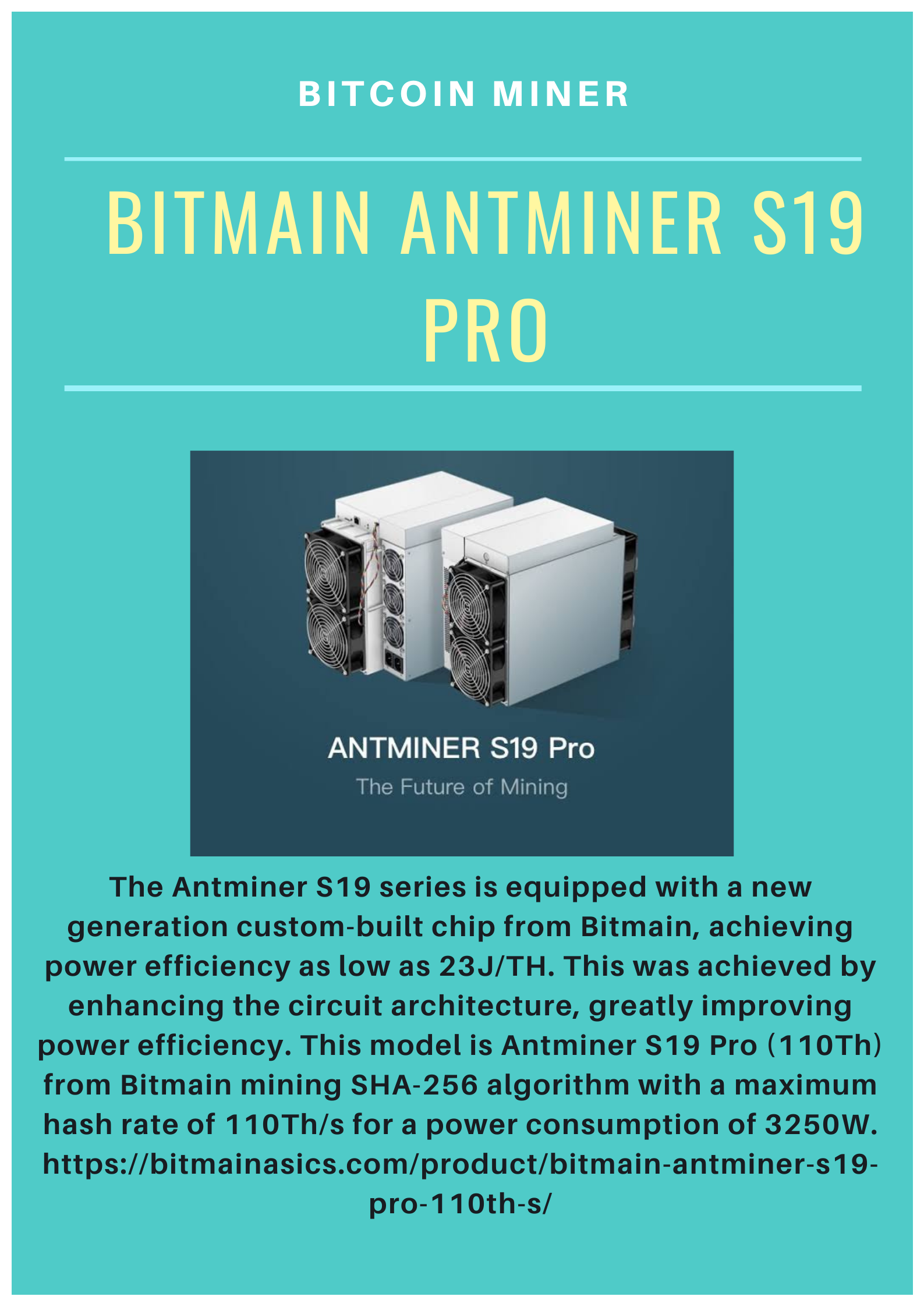 Bitmain Antminer S19 Pro Hyd T Water Cooling Bitcoin Miner