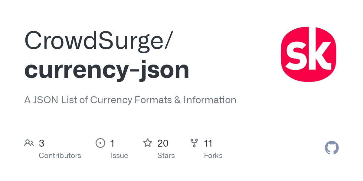 Common Currency Codes in JSON · GitHub