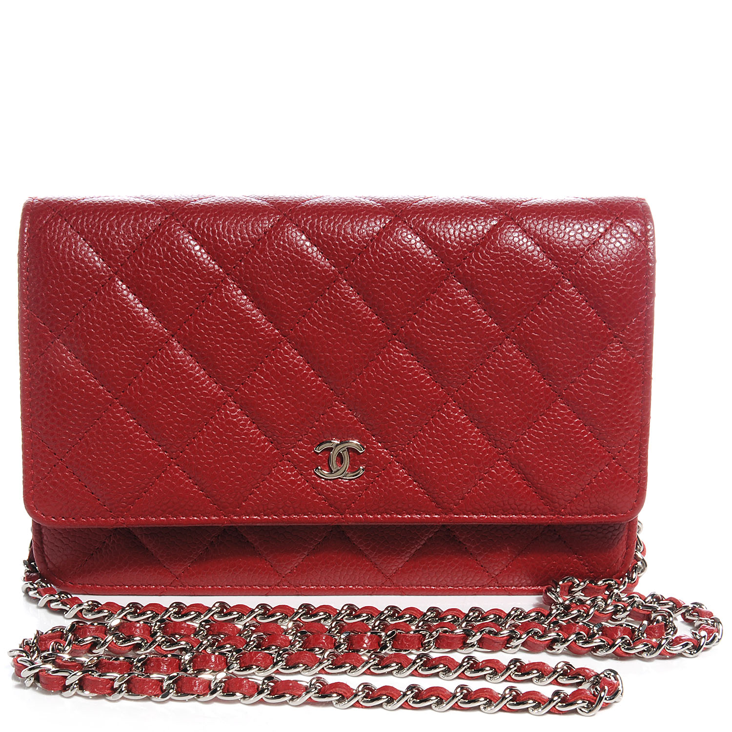 Luxury Pre-Loved Chanel Caviar Red Wallet On Chain SA | Lee Ann's Fine Jewelry | Russellville, AR