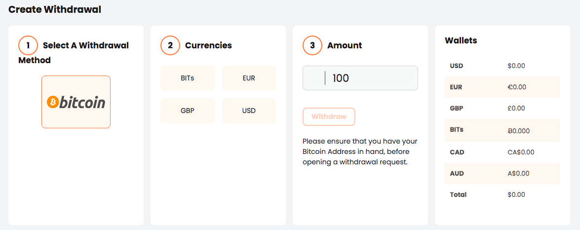 Withdrawal Methods | Credit Card | Bitcoin | Wire | Withdraw