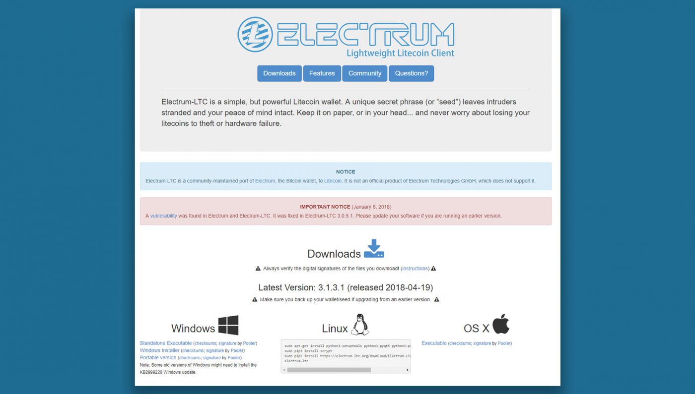 Electrum-LTC (free) download Windows version