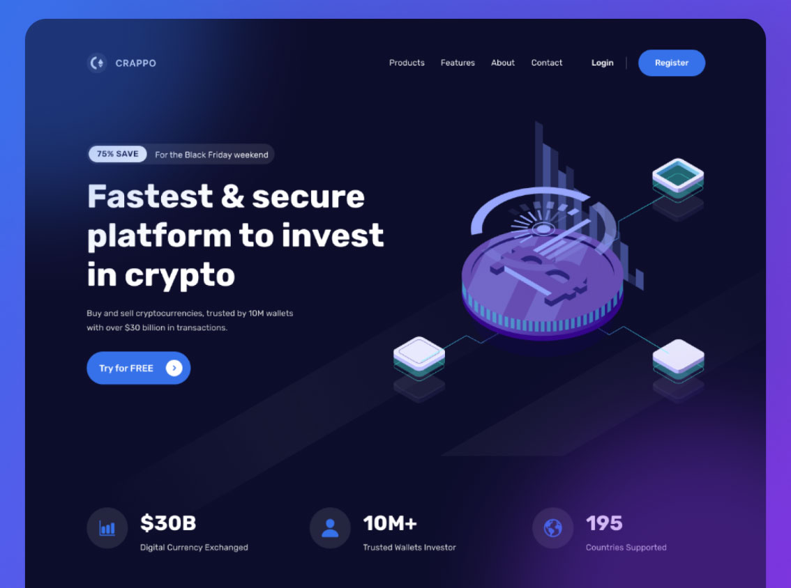 Crypto Website PSD, 10,+ High Quality Free PSD Templates for Download