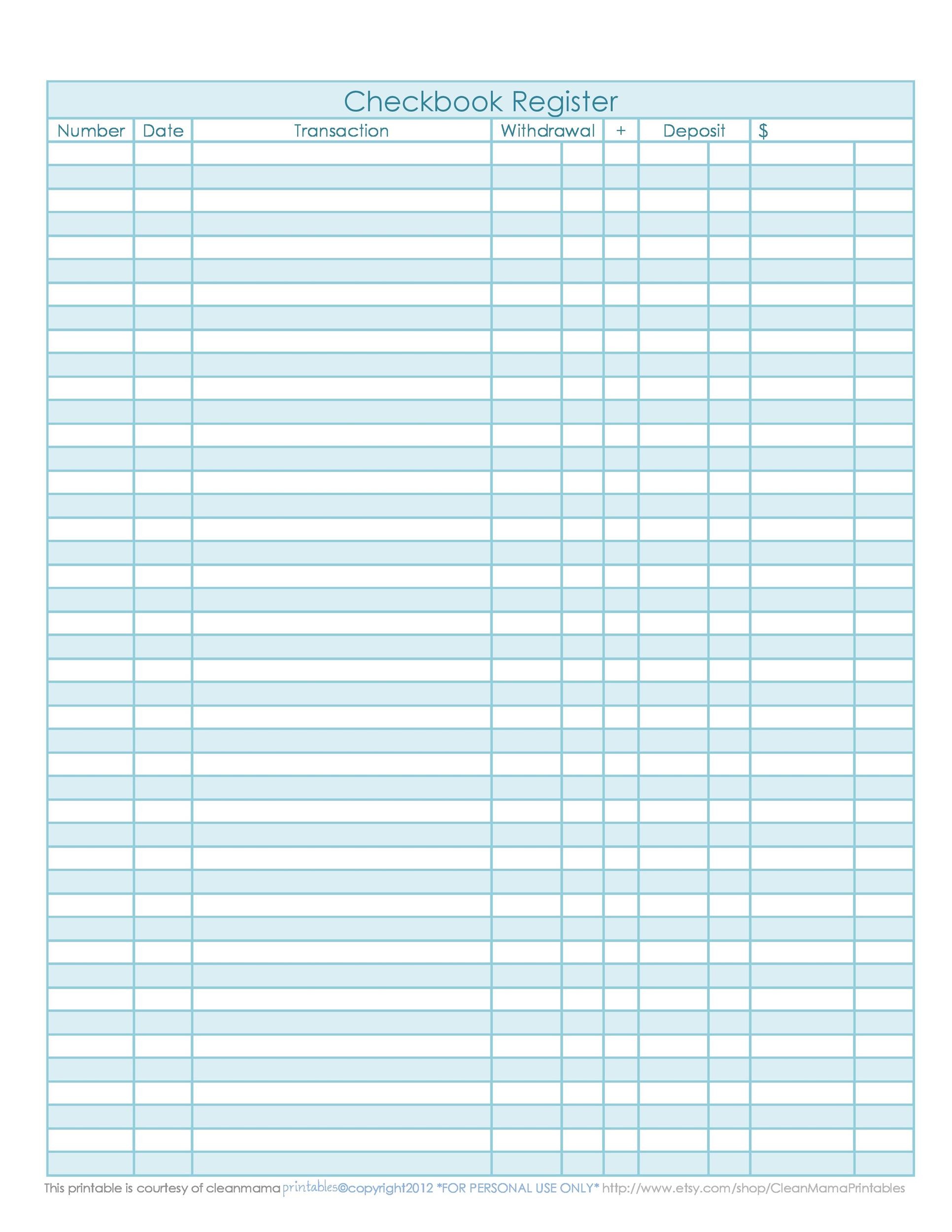 Free Printable Checkbook Register Templates [PDF, Excel]