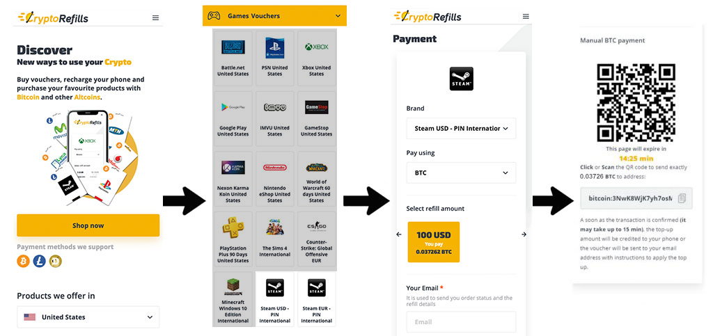 How to Buy Steam Gift Card With Bitcoin at CryptoRefills